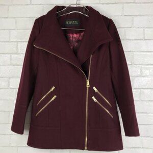 Guess Melton Burgundy Wool Coat